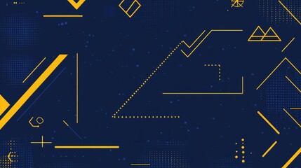Poster - A minimalist dark blue abstract banner with geometric shapes and lines forming a clean, modern look.