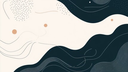 Poster - A minimalist dark blue abstract banner with geometric shapes and lines forming a clean, modern look.