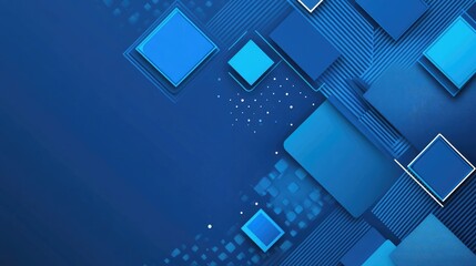 Poster - Abstract geometric banner with angular blue shapes layered on a dark blue background for a modern look.