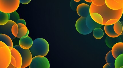 Poster - Abstract modern banner showcasing orange and green shapes with a dark blue background, emphasizing clean lines and geometric style.