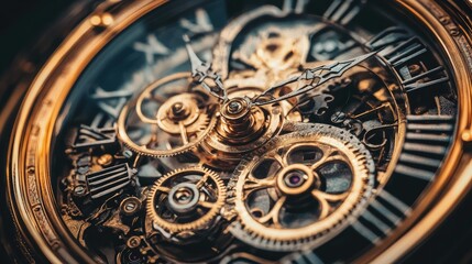 Poster - An antique clock with visible gears, the intricate mechanisms reflecting both craftsmanship and the flow of time.