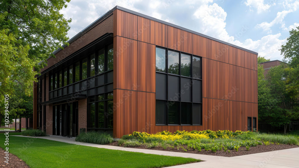 Image showcasing Sustainable industrial facility with rooftop solar panels, rainwater ...