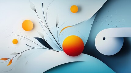 Poster - An artistic light blue background featuring bold abstract shapes and colors, perfect for modern art displays or creative design projects.