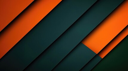 Poster - Clean geometric banner featuring overlapping orange and green elements over a dark blue abstract background for digital use.