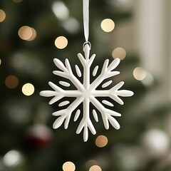 Poster - White Snowflake Christmas Ornament.