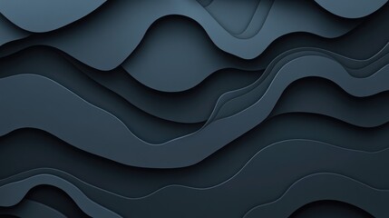 Poster - Dark blue modern abstract banner with dynamic shapes and layers, giving a sense of depth and movement.