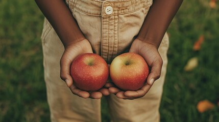 Child Holding Two Red Apples