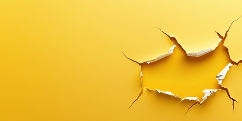 Poster - Faded yellow grunge background with torn paper textures and scratched surfaces.