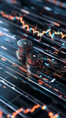 Poster - portfolio analysis, digital screens with investment charts, 3d illustration