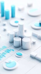 Poster - marketing analysis, creative visuals with detailed data, 3d illustration