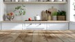 © Jrprr - Empty Wooden Table Top with Blurred Kitchen Interior