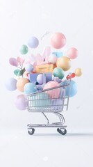 Poster - Ecommerce sales analysis, digital cart and sales metrics, 3D illustration