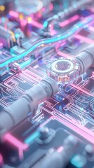 Poster - Workflow analysis, digital flowcharts and process metrics, 3D illustration