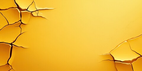 Poster - Yellow grunge background with cracked paint textures, perfect for a vintage or distressed look.