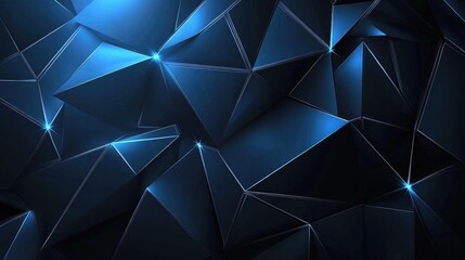 Poster - Futuristic dark blue abstract banner with geometric designs and sharp lines for a clean, tech-forward feel.