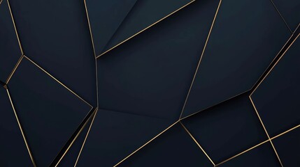 Poster - Modern dark blue background with geometric lines and shapes, perfect for tech or business presentations.