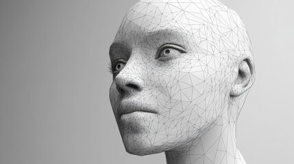 Poster - a 3d face scan can be used to identify people. this technology uses artificial intelligence to creat