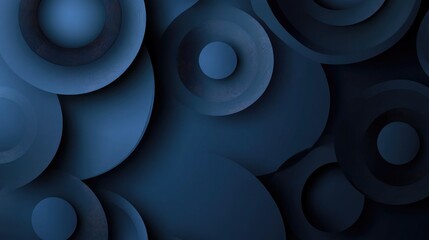 Poster - Wide modern banner with overlapping geometric shapes and a gradient dark blue background for a dynamic visual.