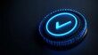 © Elshad Karimov - A vibrant blue checkmark enclosed within a dark circle symbolizes validation, consent, or online identification in cutting-edge technological displays