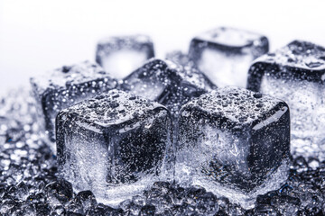 Close-Up View Of Sparkling Ice Cubes, Glistening In Natural Light, Arranged Artistically To Create A Refreshing Ice Cubes Background