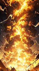 Fototapete - Yellow lightning cartoon, thunder and storm, lightning strike Flash effect background