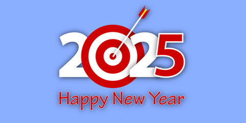 Poster - 2025 year goal planning sketch on blue wallpaper. Countdown and 2025 business planning. Happy New Year concept. Annual plan and development for achieving goal. 3D Rendering.