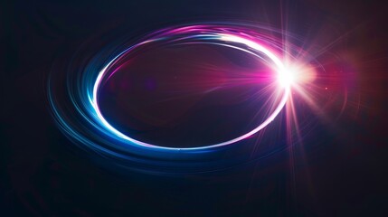 Poster - Vibrant oval lens flare with blue, purple, and pink gradient on a black background