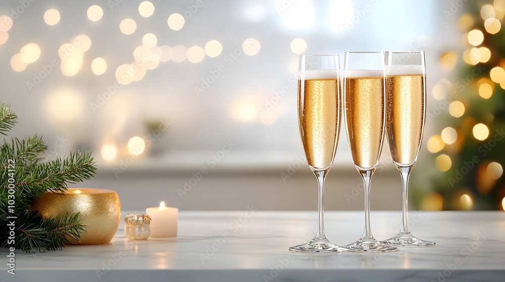 Elegant New Year s Eve Party Scene with Sparkling Champagne Flutes and ...