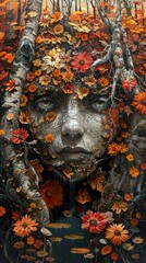 Wall Mural - Autumnal Forest Spirit: A Surreal Landscape Painting