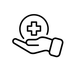 medical health care line icon set, logo, label, badge, sticker, symbol, emblem, stamp, black, line, 