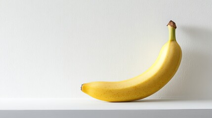 Single Ripe Banana on White Background