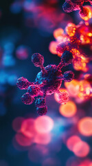 Aufkleber - vivid macro image of virus structure, showcasing intricate details and vibrant colors. glowing elements highlight complexity of microscopic world, evoking curiosity and wonder