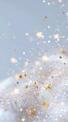 Poster - Golden stars and shimmering particles create magical and dreamy atmosphere, perfect for celebrations or festive occasions. soft background enhances sparkling effect, evoking joy and wonder