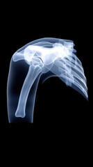 Poster - X ray of human shoulder joint illustrating anatomy and structure of bones, showcasing humerus and scapula in detail. This is essential for medical education and understanding joint health