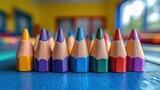 A close-up of a pencil or crayon at a primary school highlights an education concept.