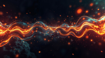 Poster - abstract background of lava and stones, holographic form on black background. Generative AI