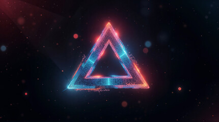 Poster - abstract holographic shape, glowing frame on black background. Generative AI