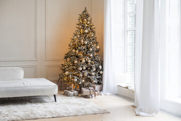 Canvas Print - festively decorated home interior with Christmas tree