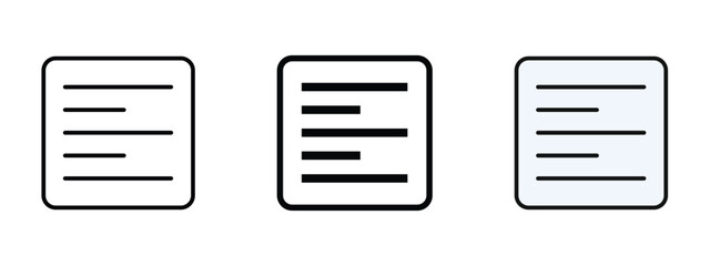 Fototapete - Align left icon in outline, silhouette and editable colors in unexpandable vector form, align left icons set
