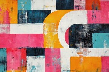 Aufkleber - dynamic artistic flowing pattern in a colorful mosaic style laid on a gentle cream background