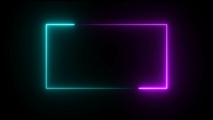 Wall Mural - neon rectangle frame illustration. rectangle photo frame with two tone neon illustration graphic. gr