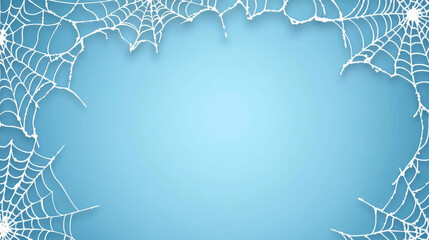 Halloween banner with spiderweb design on blue background