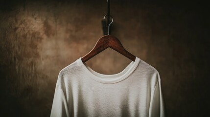 Elegant White Shirt on Wooden Hanger