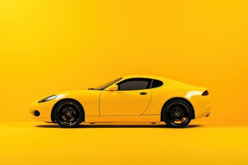 Sports car mockup yellow vehicle wheel.