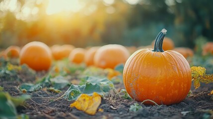 Poster - Pumpkin Patch at Sunset