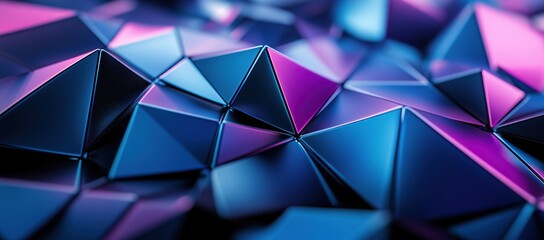 Wall Mural - abstract background with low-poly geometric shapes in dark blue and purple colors