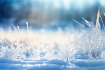 Sticker - Beautiful Winter landscape frost snow backgrounds.