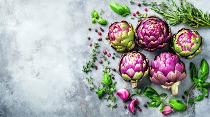 Elegant Presentation of Artichokes on Grey Background