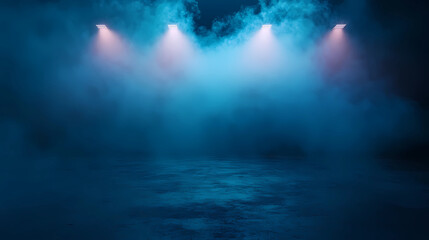 Wall Mural - a dark empty street, dark blue background, an empty dark scene, neon light, spotlights the asphalt f