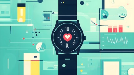 Poster - Smartwatch with Heart Rate Monitor and Health Data
